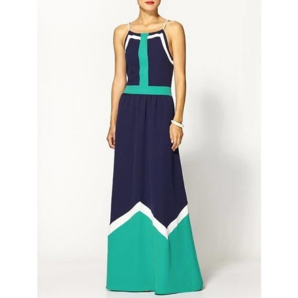 [Pim + Larkin] Halter Neck Colorblock Maxi Dress